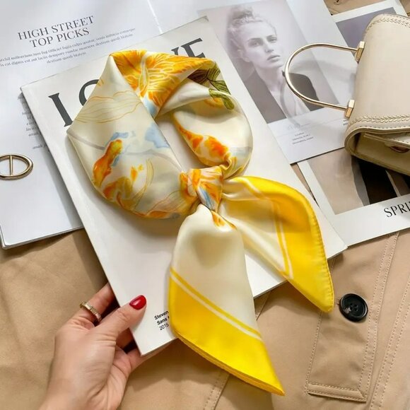 Chic Yellow Floral Square Scarf Accessories - NWT - Chic Yellow Floral Square Scarf (SKU 0242)